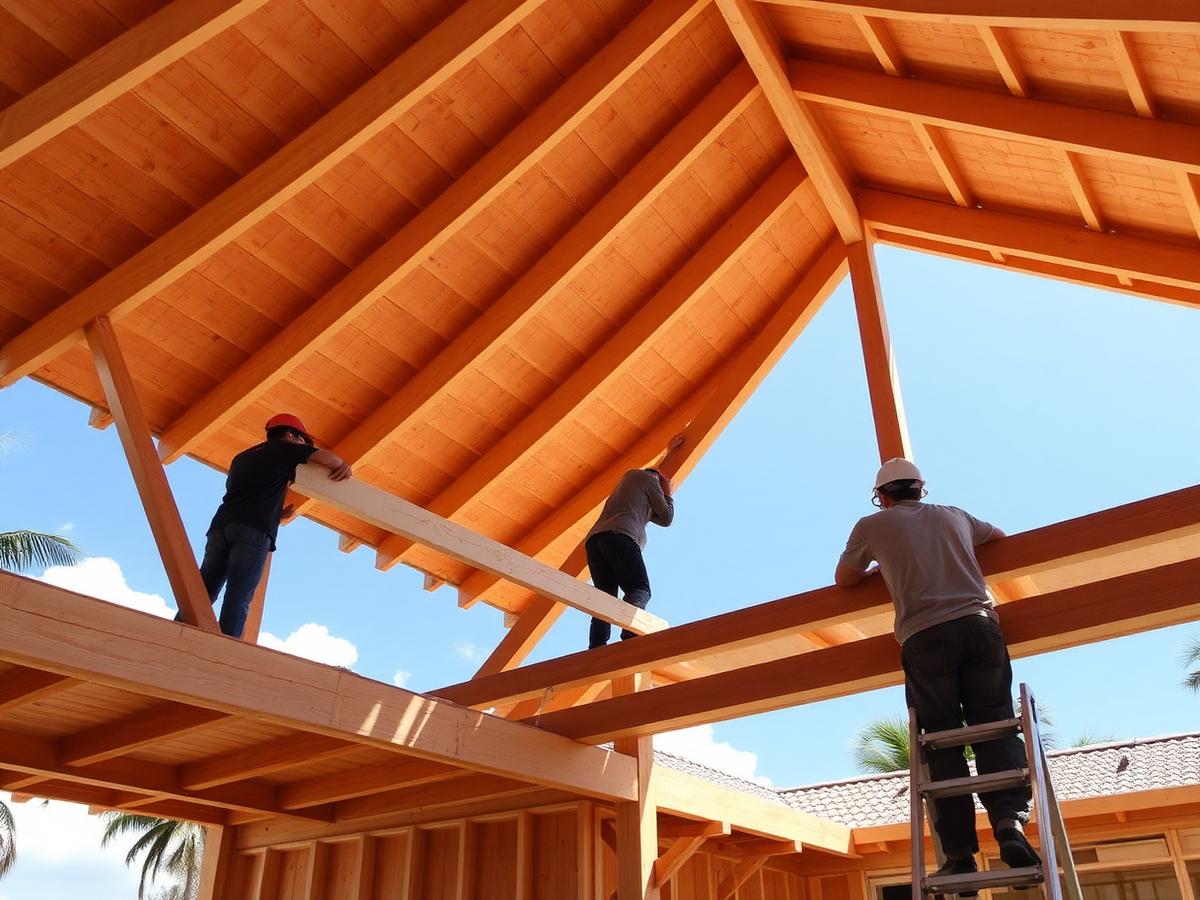 Travaux de bâtiment : charpente, couverture et cloisons d'une maison en Guyane
